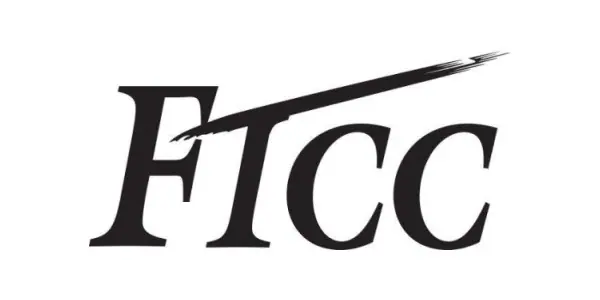 a black and white logo for ficc with a brush stroke
