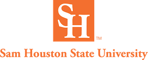 the logo for sam houston state university is orange and white