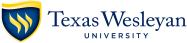 a blue and yellow logo for texas wesleyan university