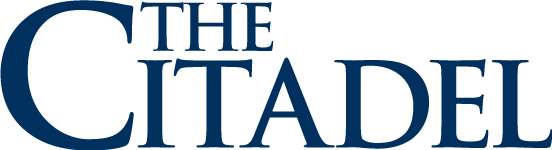 a blue and white logo for the citadel