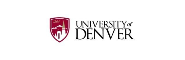 a logo for the university of denver with a shield on a white background