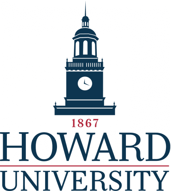 a logo for howard university with a clock tower