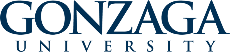 the logo for gonzaga university is blue and white