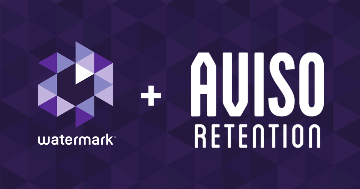 watermark + aviso retention logo on a purple background