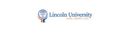 a blue and orange logo for lincoln university