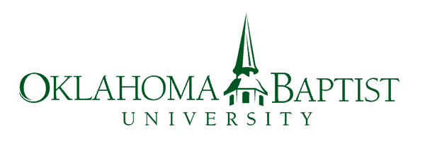 a logo for oklahoma baptist university with a church steeple