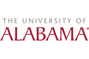 the university of alabama logo is red and white