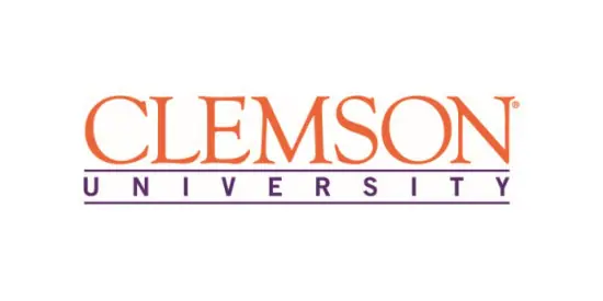 the logo for clemson university is orange and purple