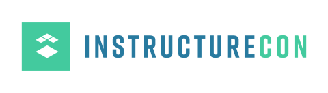 a blue and green logo for instructurecon