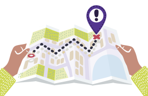 hands holding 3D map