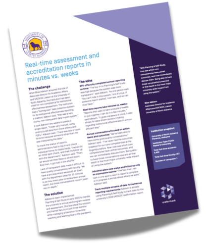 Real-Time Assessment and Accreditation Reports in Minutes vs. Weeks at University of North Alabama