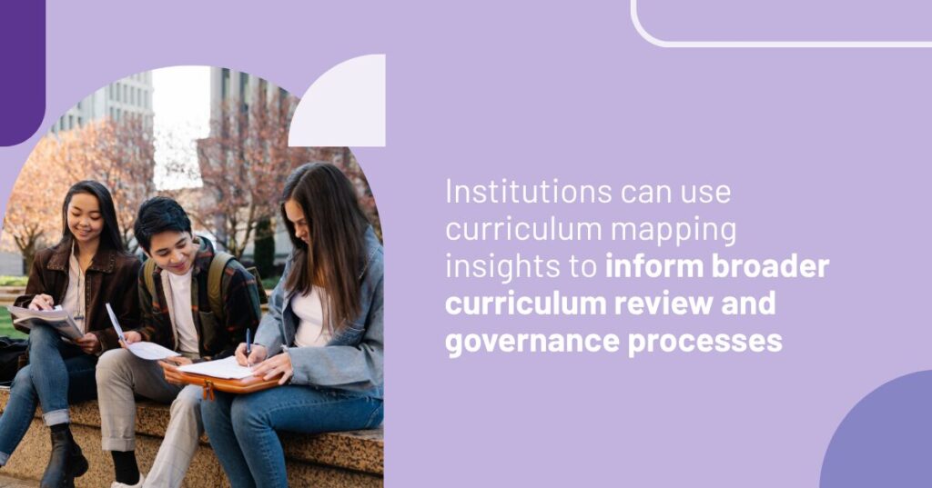 Institutions can use curriculum mapping insights to inform curriculum review and governance processes