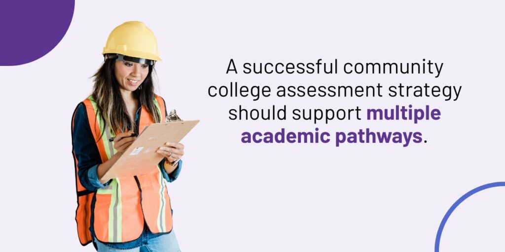 A successful community college assessment strategy should support multiple academic pathways