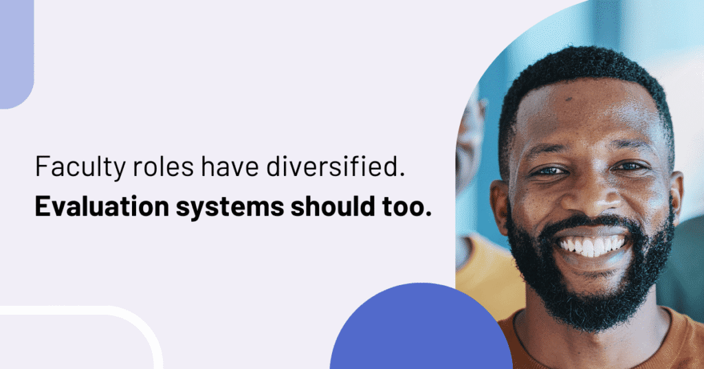 Smiling faculty member in a classroom environment