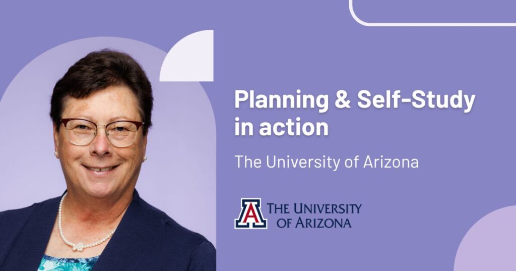 Headshot of Elaine with headline: Planning & Self Study in Action