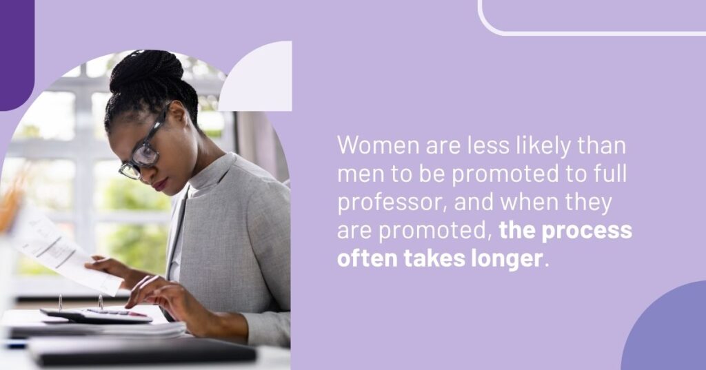 women are less likely than men to be promoted to full professor