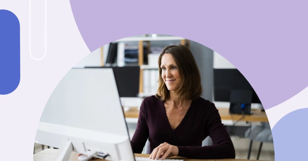 Woman looking at a computer